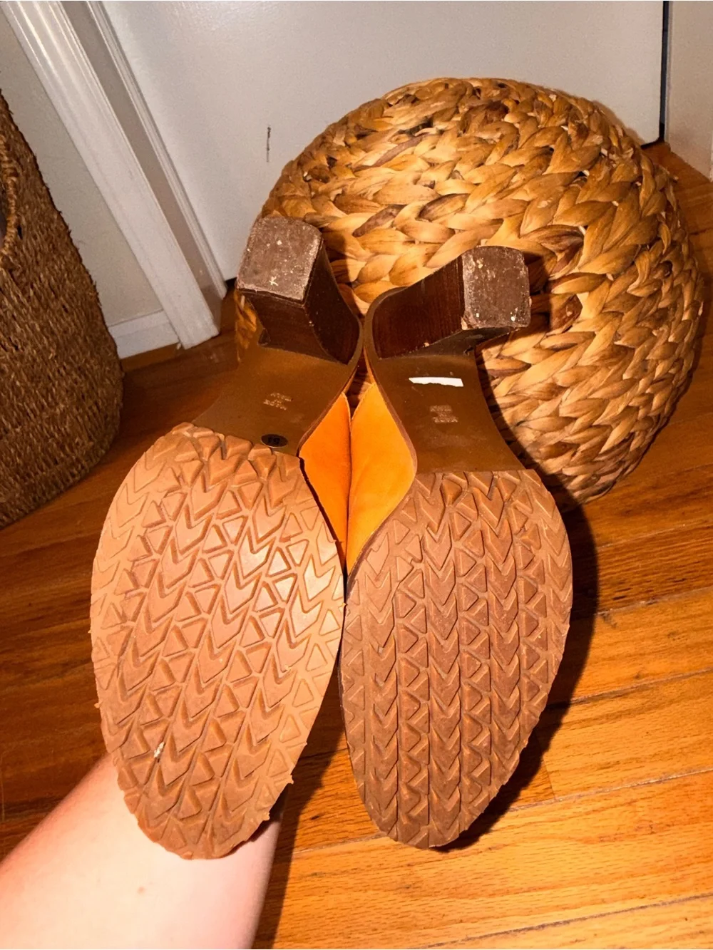 Michael Kors Tan Leather Heeled Mule Slides